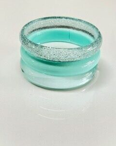 Pulseira trio média verde água brilho