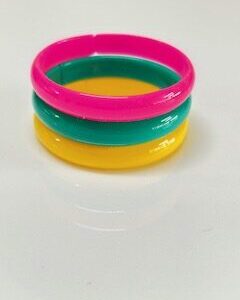 Pulseira trio média colirida lisa pinkverdeamarelo